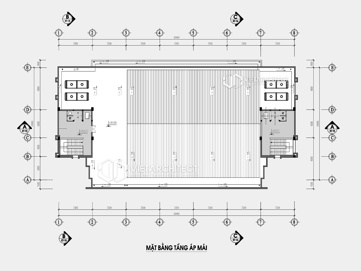 thiết kế trường đại học mặt bằng tầng mái