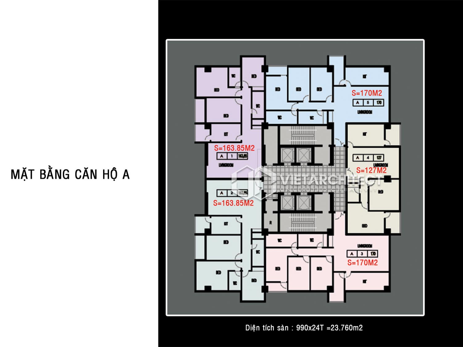 thiết kế chung cư royal mặt bằng căn hộ A