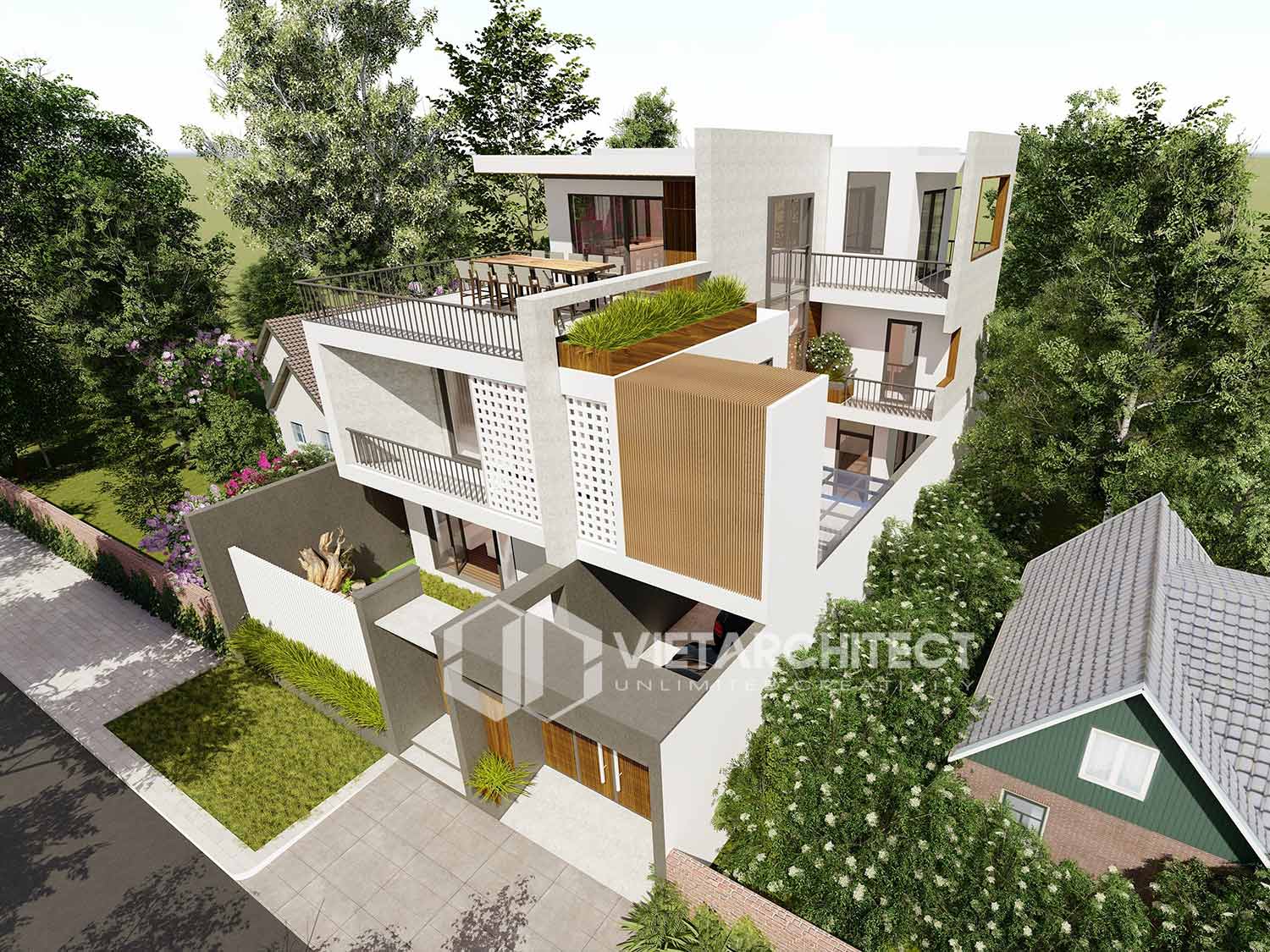 phối cảnh thiết kế biệt thự hiện đại