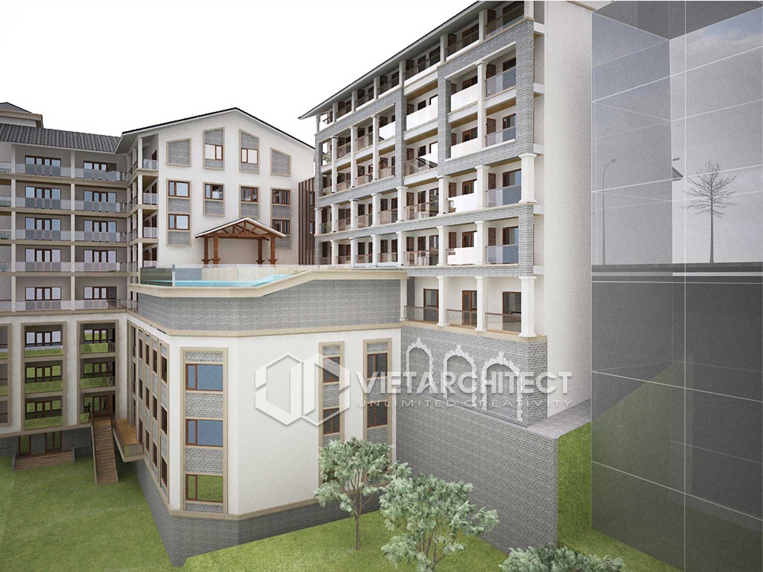 phối cảnh thiết kế khách sạn Bamboo Sapa phương án 1