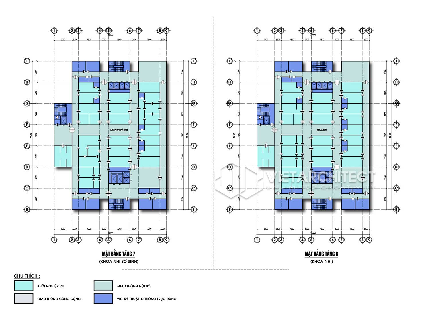 thiết kế bệnh viện phụ sản tầng 7-8