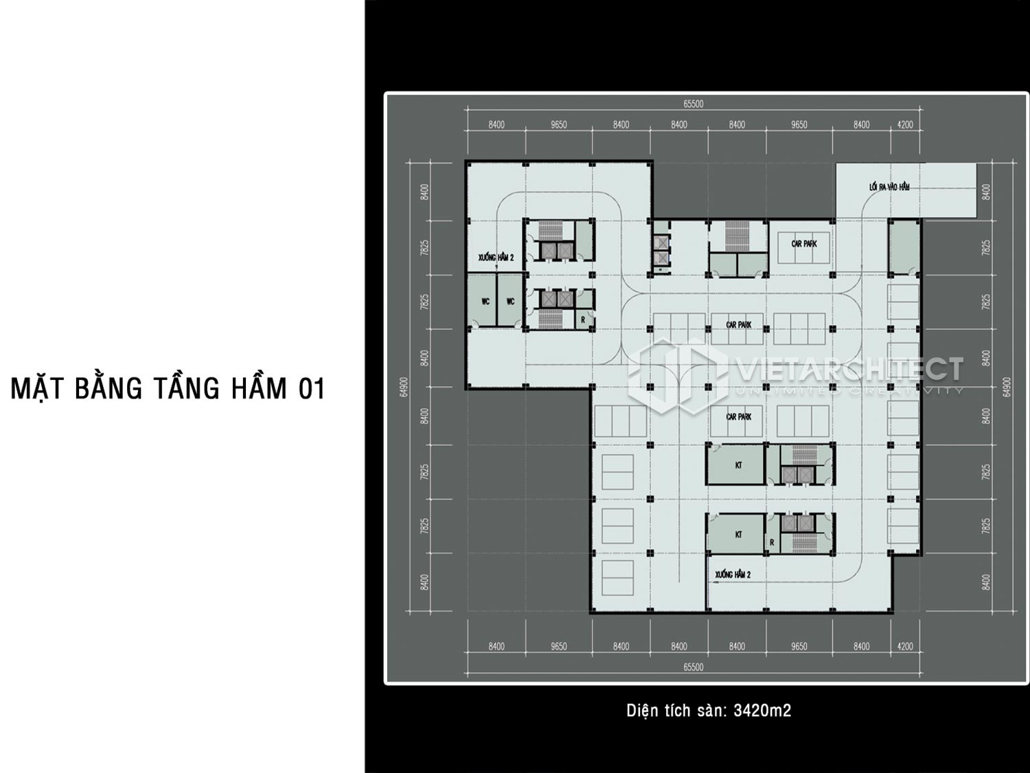 thiết kế chung cư royal mặt bằng tầng hầm 1