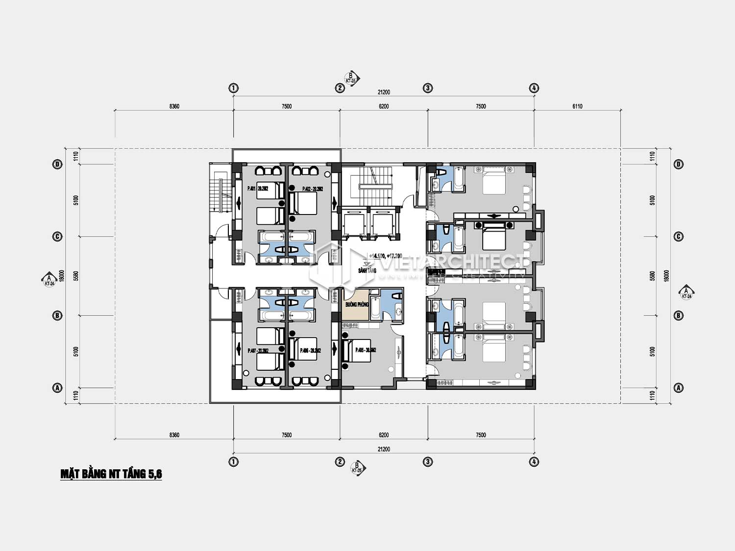 thiết kế khách sạn Âu Lạc tầng 5