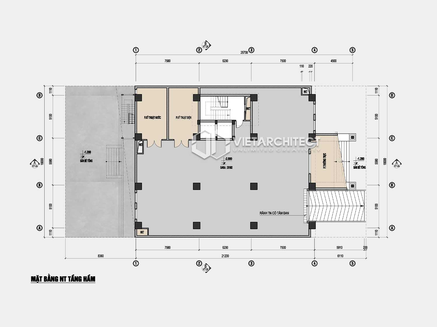 thiết kế khách sạn Âu Lạc tầng hầm
