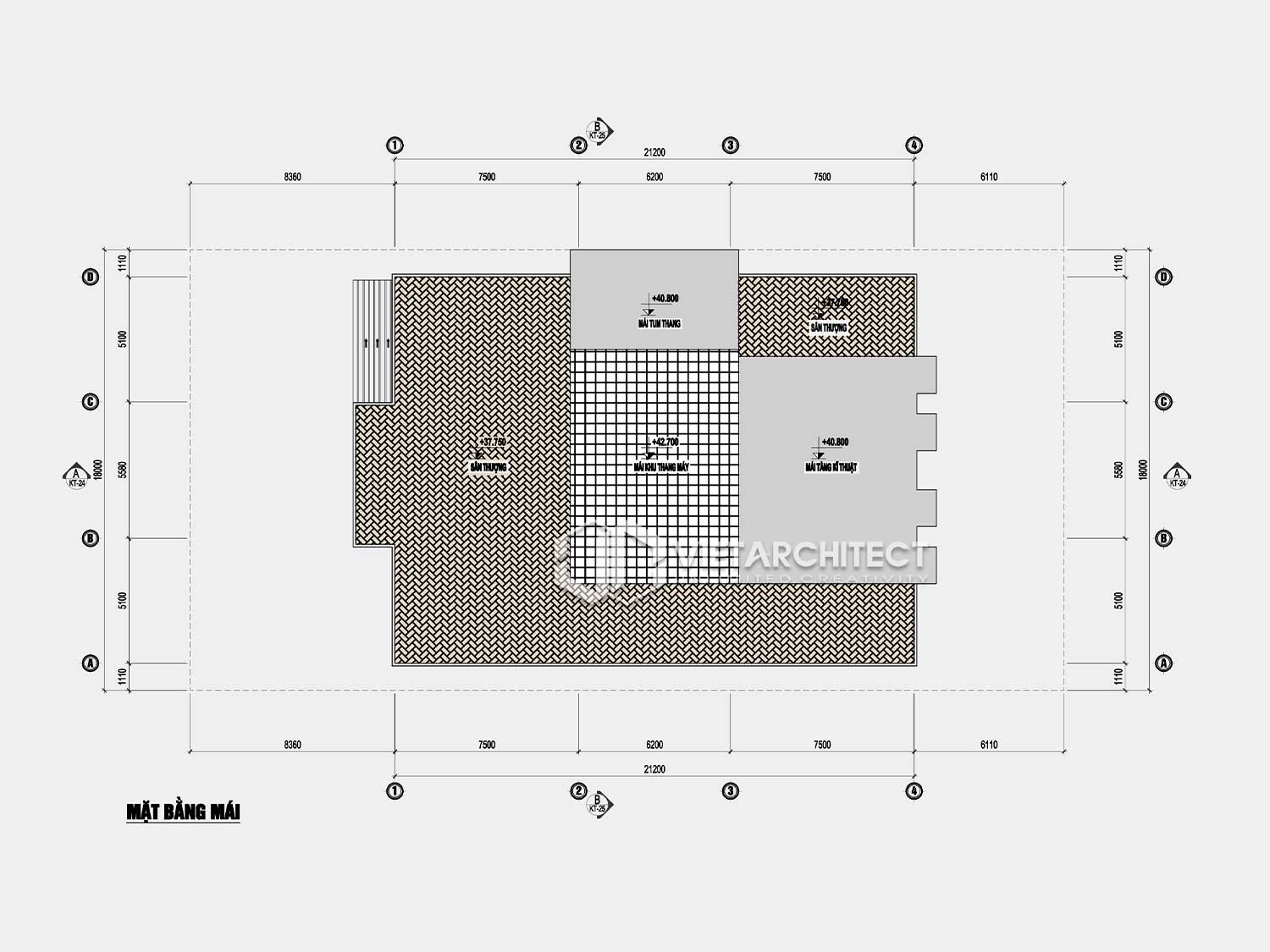 thiết kế khách sạn Âu Lạc mặt bằng tầng áp mái
