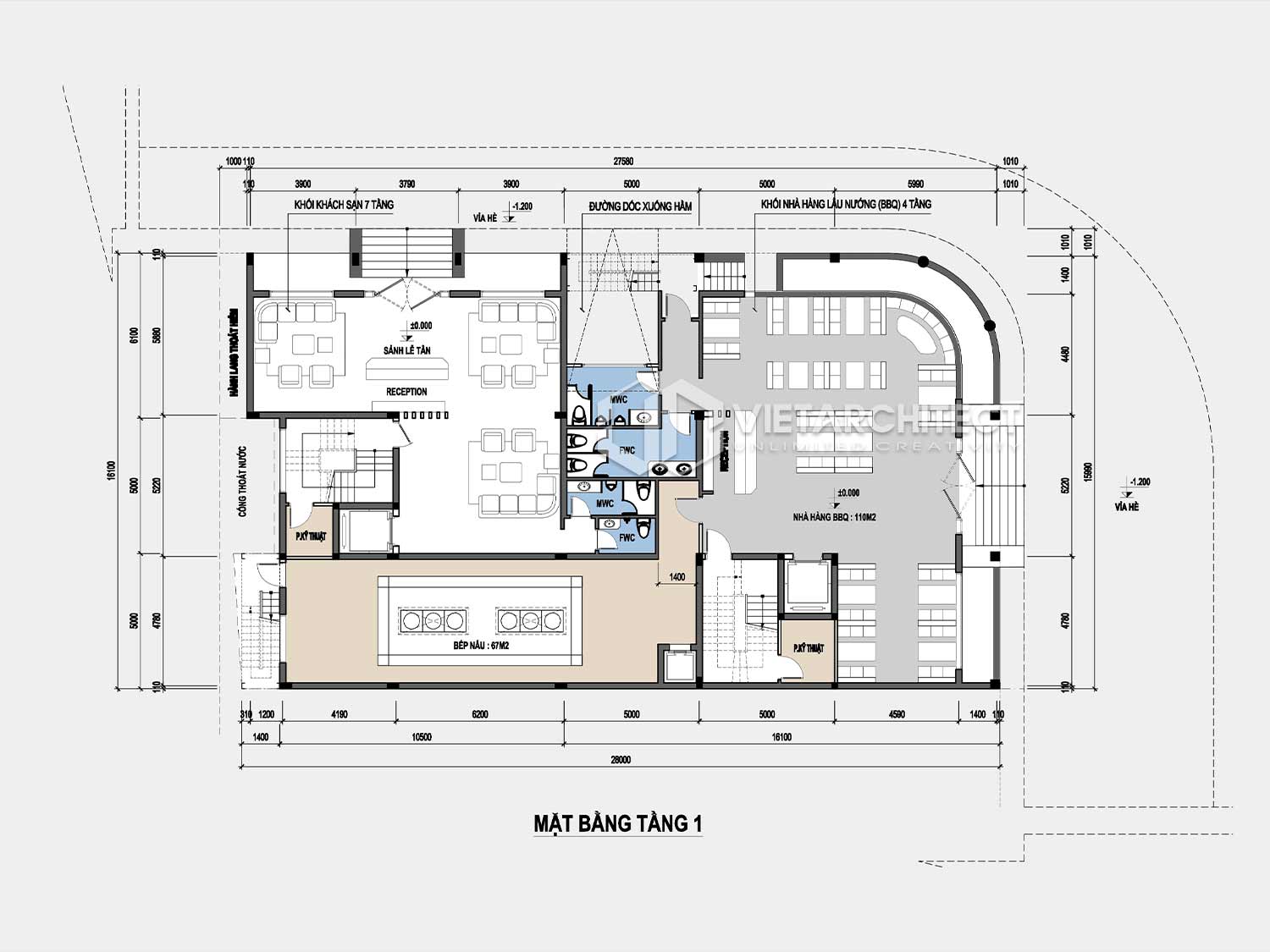 Thiết kế nhà hàng bình dân tầng 1