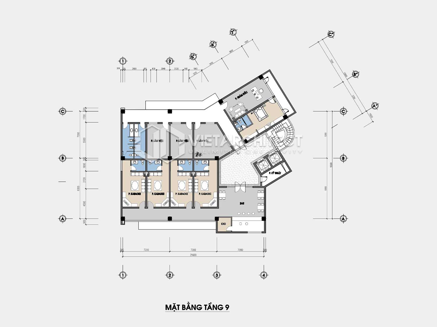Thiết kế khách sạn Tam Đảo mặt bằng tầng 9