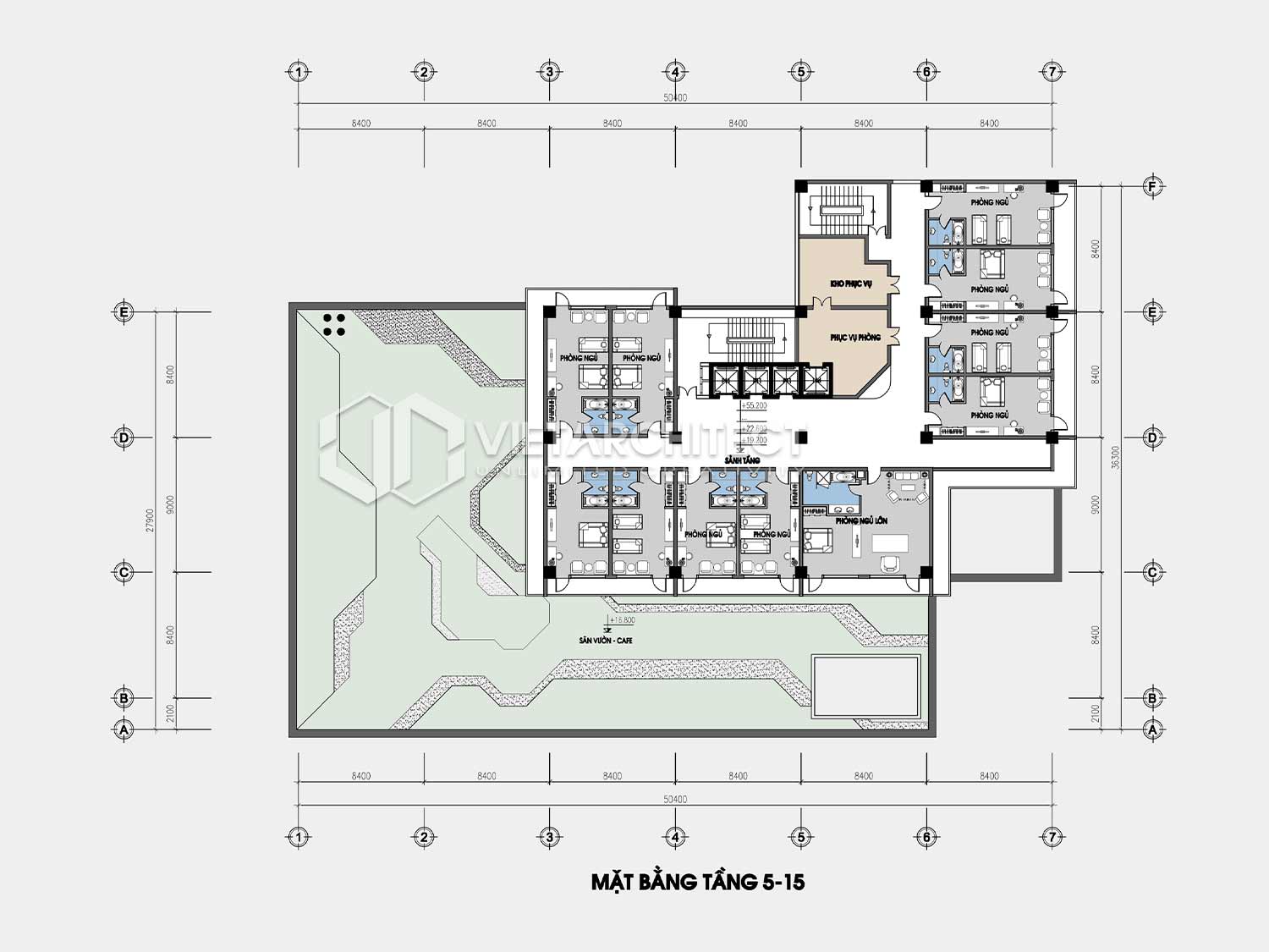 thiết kế khách sạn san hô đỏ tầng 5-15