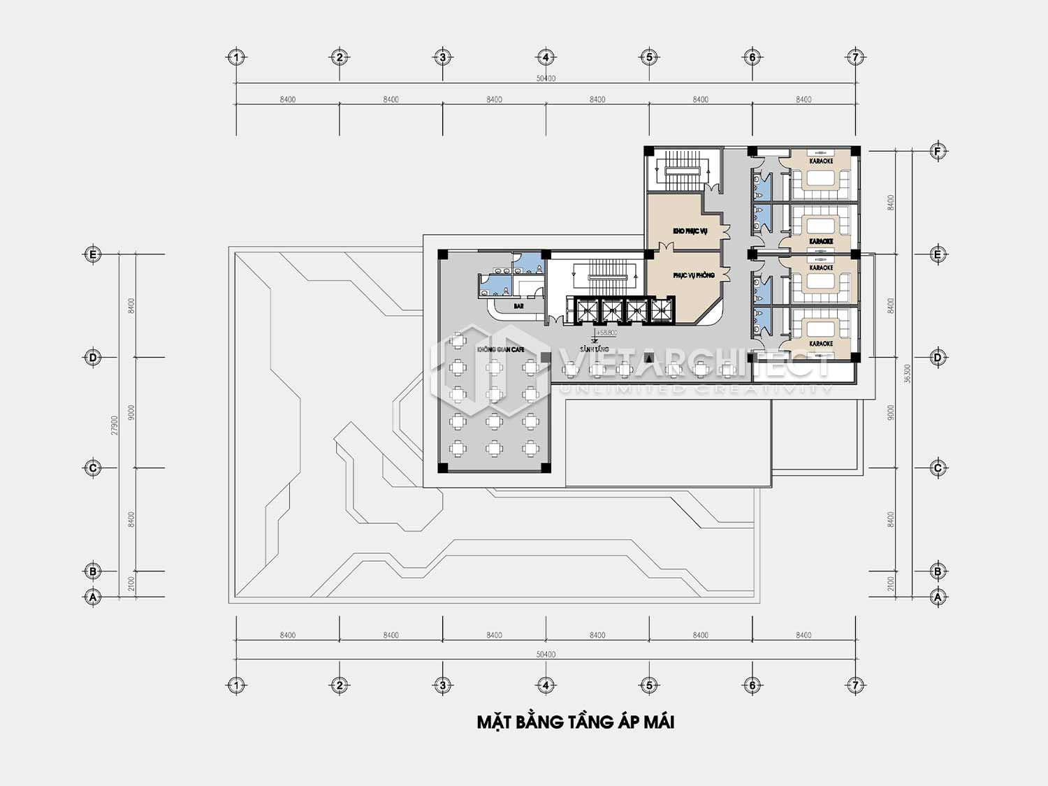 thiết kế khách sạn san hô đỏ tầng áp mái