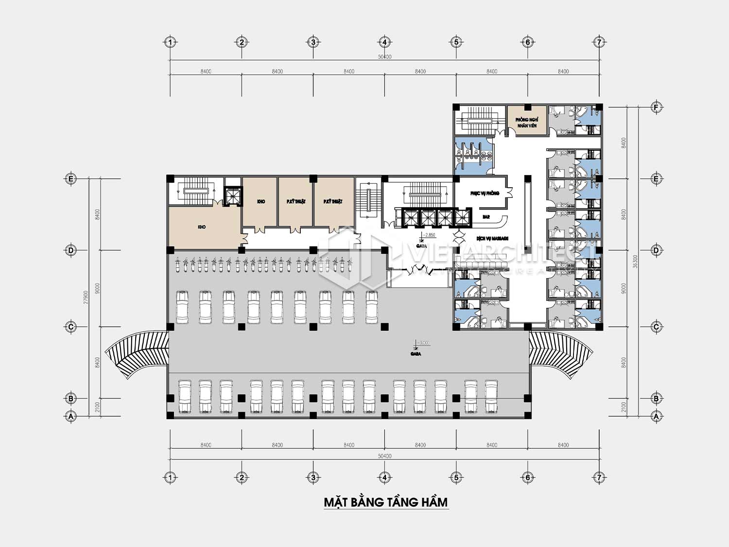 thiết kế khách sạn san hô đỏ tầng hầm