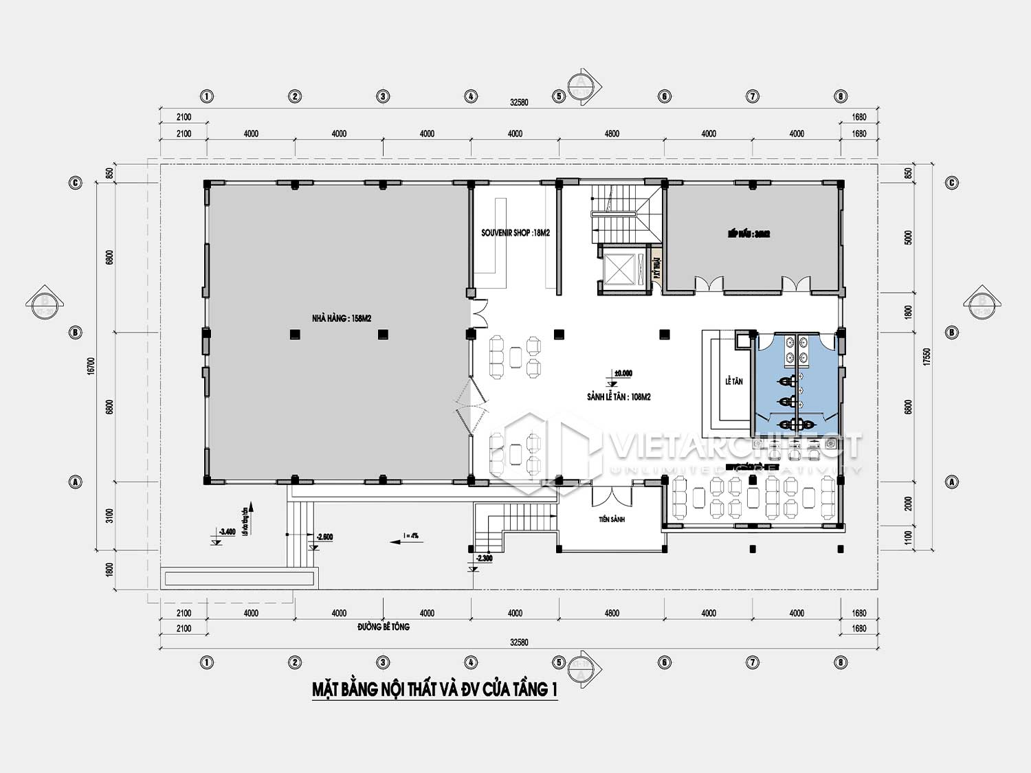 thiết kế khách sạn vườn treo sapa tầng 1