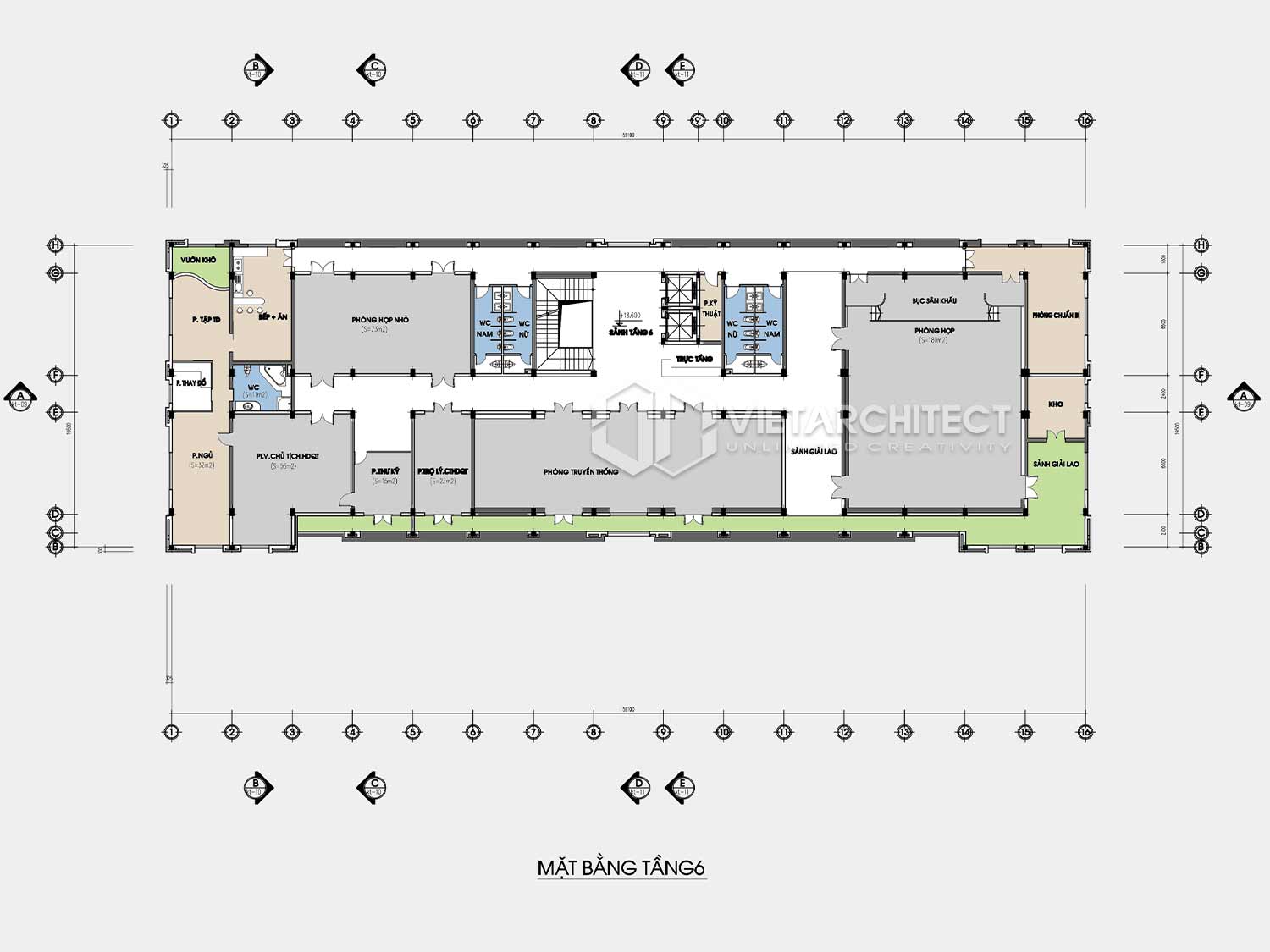 Thiết kế nhà điều hành Dung Quất tầng 6