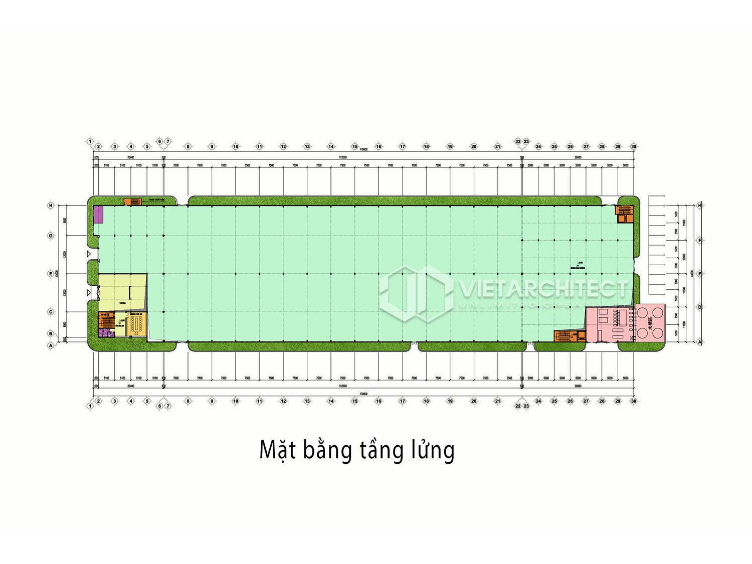 thiết kế nhà xưởng phú lâm mặt bằng tầng lửng