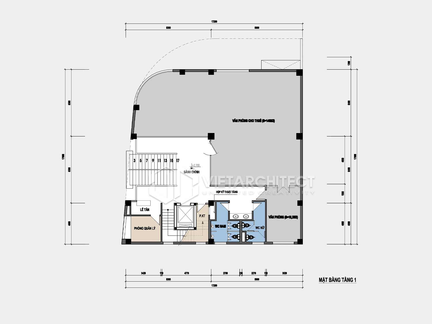 thiết kế tòa nhà văn phòng An Phát tầng 1