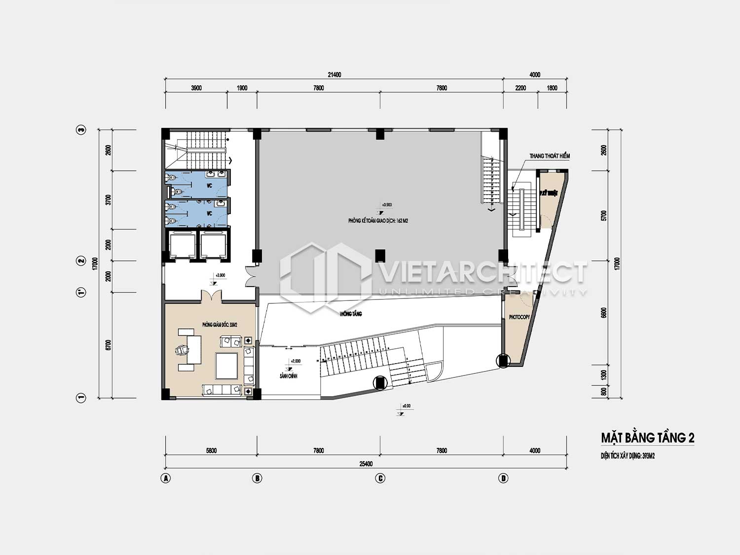 thiết kế tòa nhà văn phòng hoàng sa tầng 2