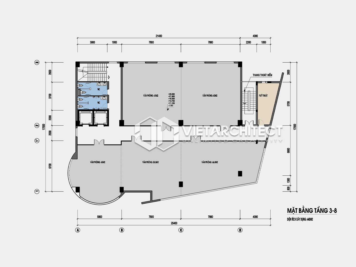 Thiết kế tòa nhà văn phòng Hoàng sa tầng 3-8